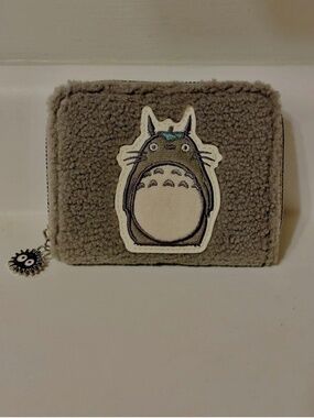 My Neighbor Totoro Sherpa Mini Zipper Wallet Studio Ghibli Grey ID Card Holder